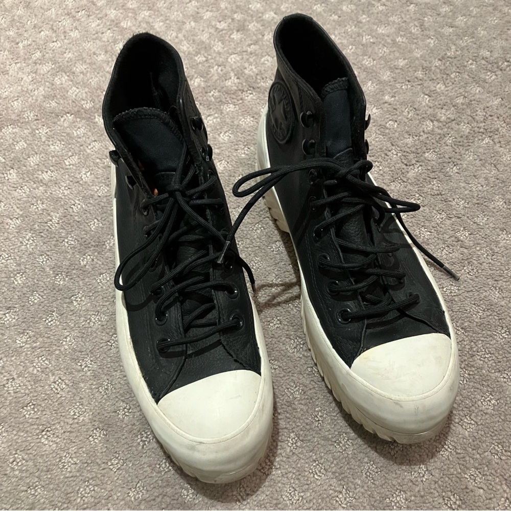 Converse Black and White High-Top Sneakers. Leather. Counter climate - Picture 4 of 9